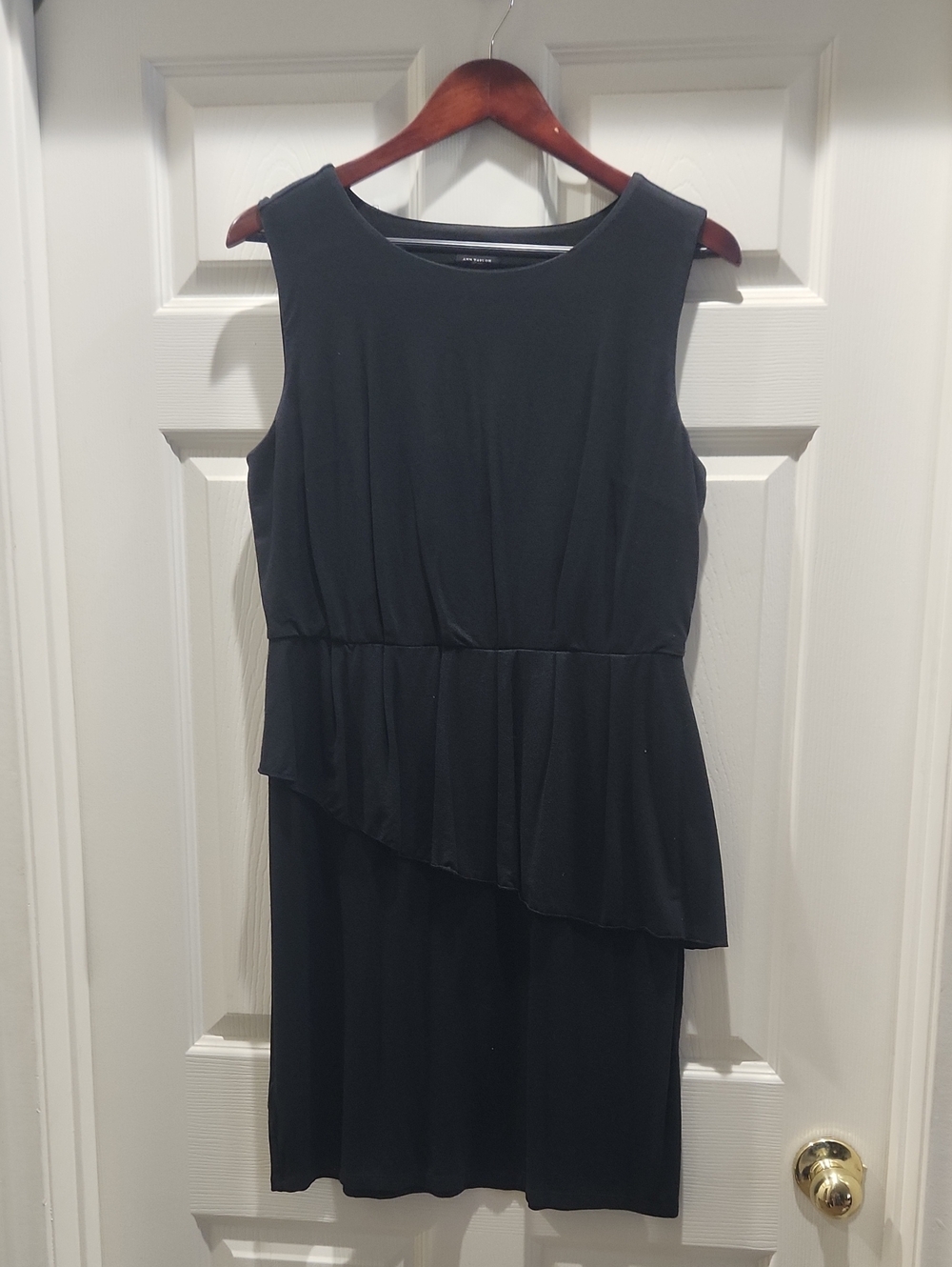 Ann Taylor Black Sleeveless Asymmetrical Peplum Dress